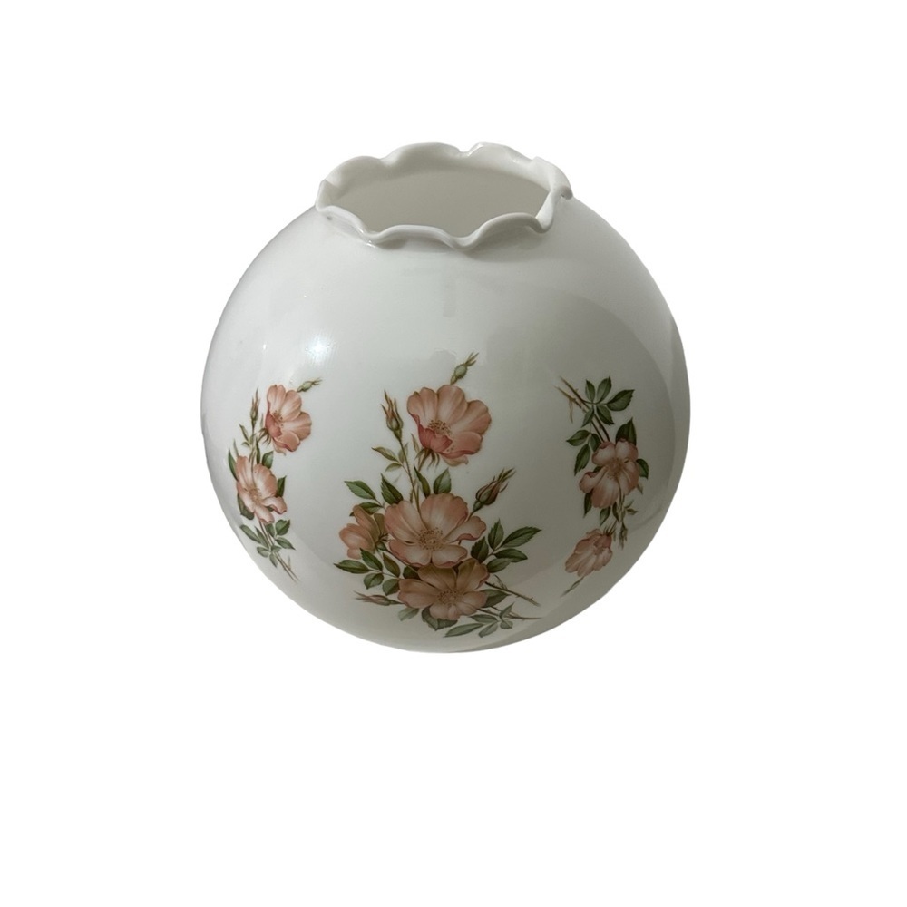 Vtg Hand Painted Floral Bulbous Ceramic Hurricane Parlor Lamp Brass Pedestal 24” - Picture 8 of 17